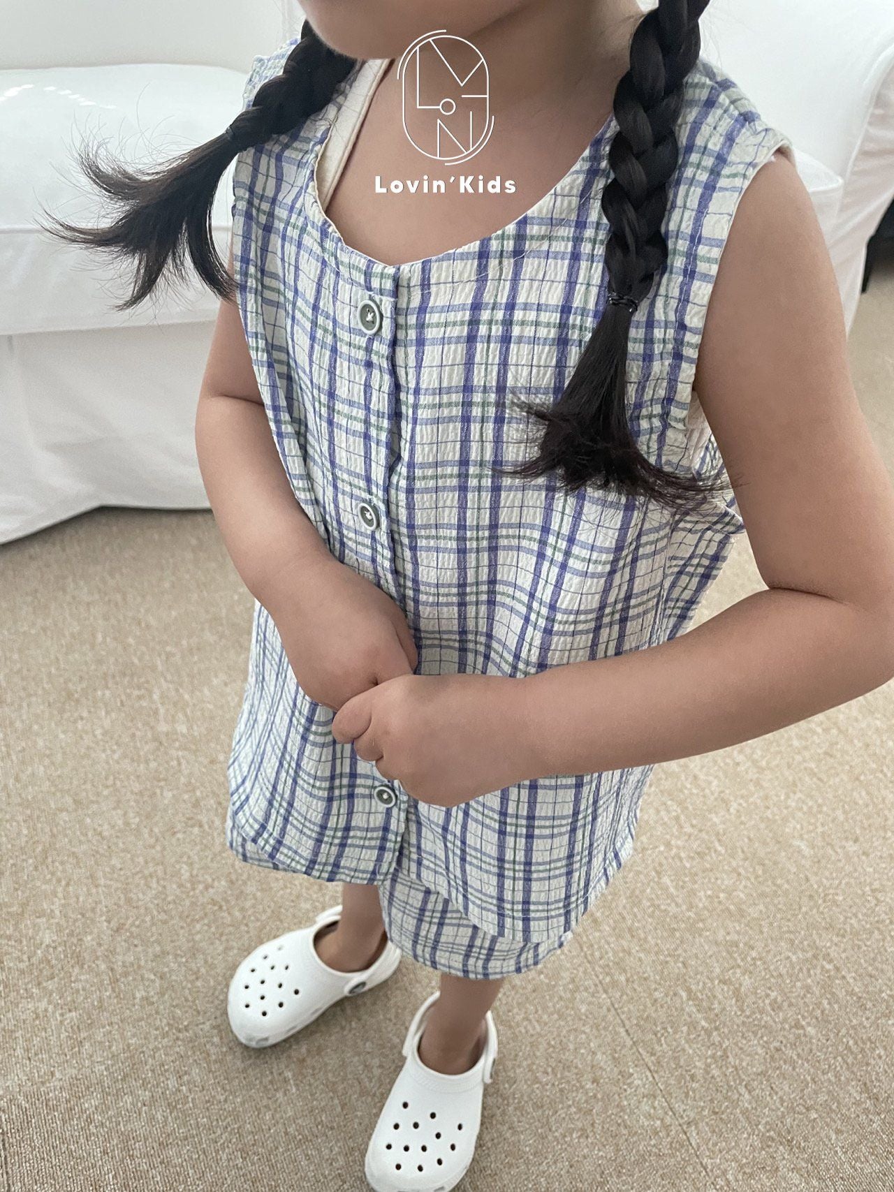 Lovin'-  Sleeveless Check Top