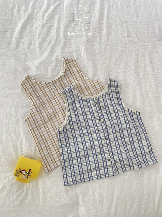 Lovin'-  Sleeveless Check Top